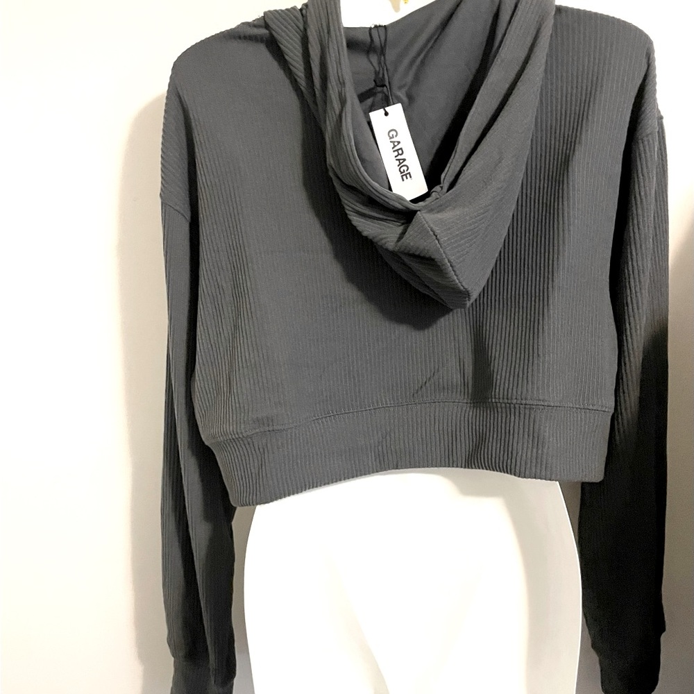 Sz US S Garage oversized Hoodie grey  Ribbed sleeves grey comes NWT - Picture 10 of 12